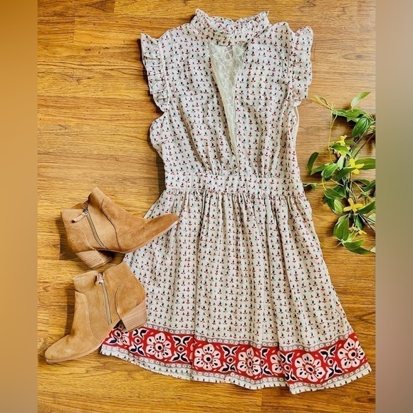 Forever 21 Dresses & Skirts - Forever21 High Neck Flutter Sleeve Lace Dress Size M NWT